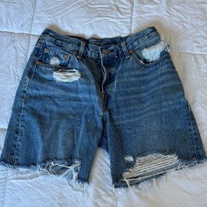 Levi's 501 90s Blue Ripped Denim Shorts